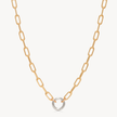 Clip Charm Chain Necklace — Gold with Silver Circle Link
