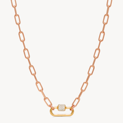 Clip Charm Chain Necklace — Rose Gold with Carabiner