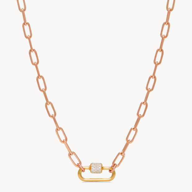 Clip Charm Chain Necklace — Rose Gold with Carabiner