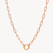Clip Charm Chain Necklace — Rose Gold with Gold Circle Link