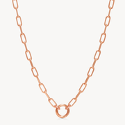 Clip Charm Chain Necklace — Rose Gold with Rose Gold Circle Link