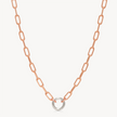 Clip Charm Chain Necklace — Rose Gold with Silver Circle Link