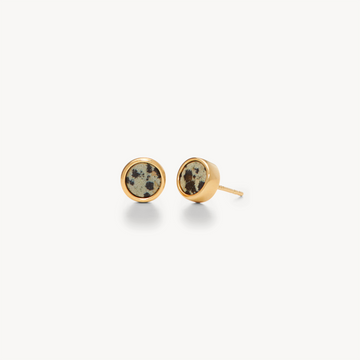 Dalmatian Jasper Bezel Stud Earrings