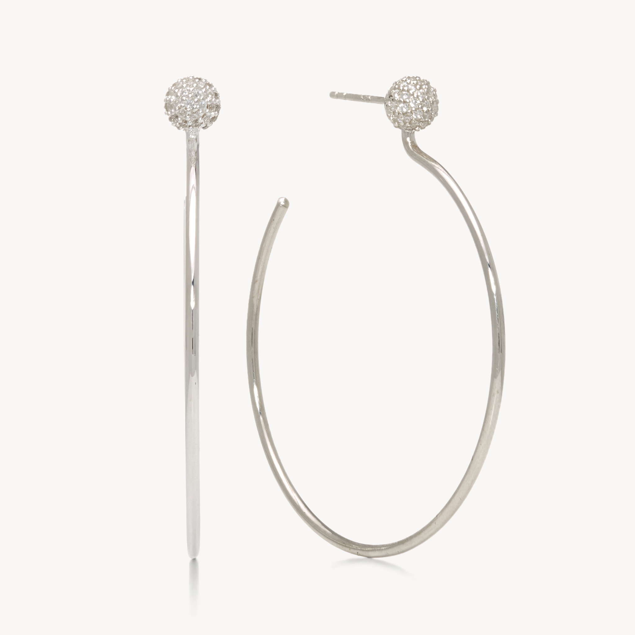 Revolve Pavé Hoop Earrings Silver