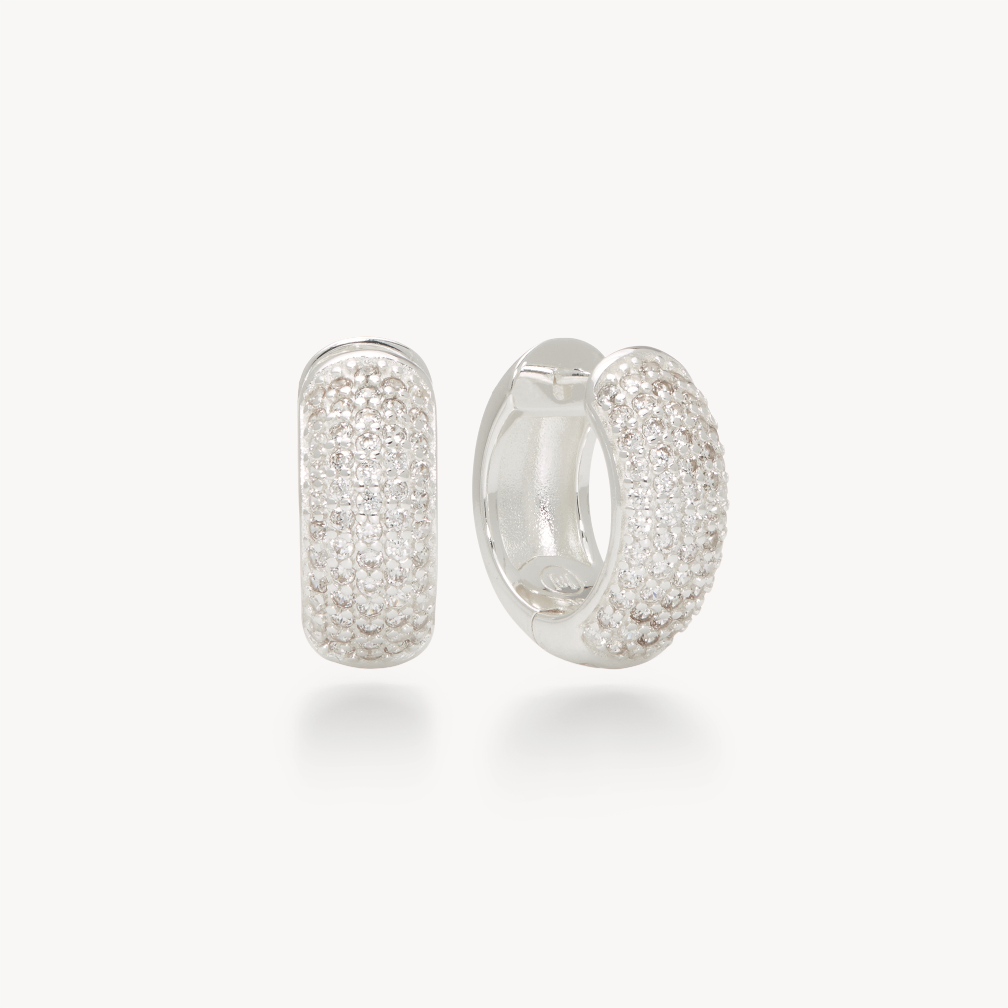 Puff Pavé Reversible Hoop Earrings Silver