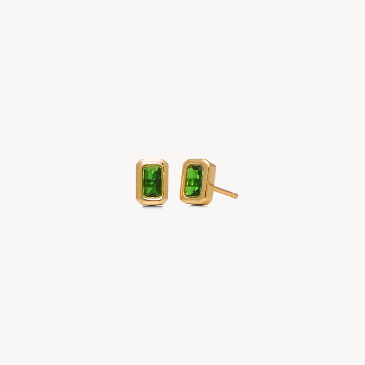 Linear Convertible Earrings - Emerald Studs
