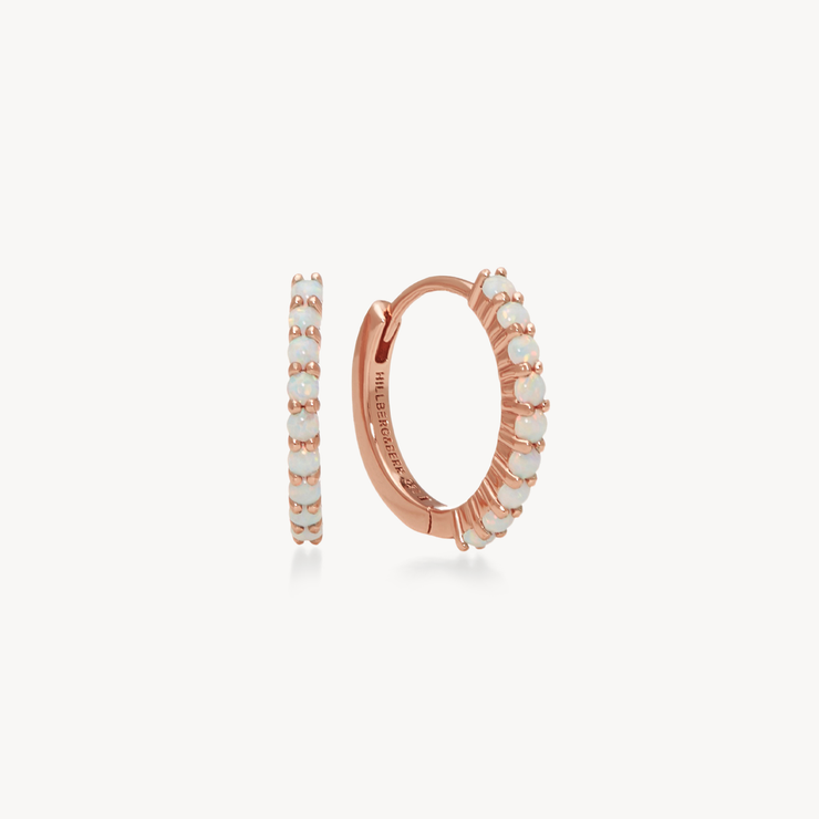 Sparkle Convertible Hoop Earrings - Rose Gold Opal Hoops