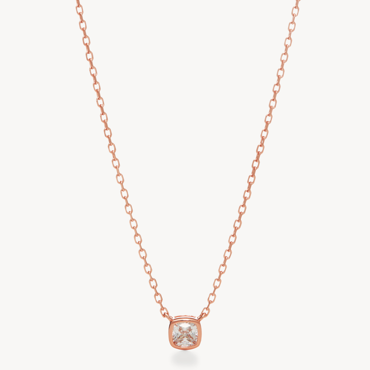 Sarah Cushion Pendant Necklace Rose Gold