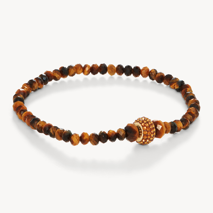 Amber Sparkle & Tiger's Eye Stretch Bracelet