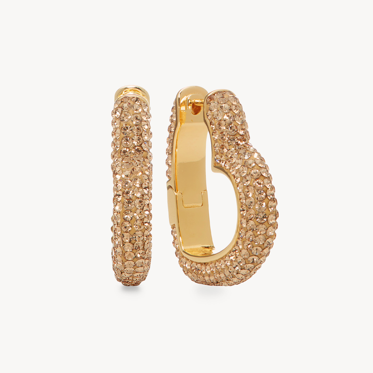 Sparkle Heart Hoop Earrings Gold