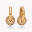 Lux Sparkle Charm Hoop Earrings Gold
