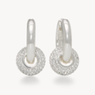 Lux Sparkle Charm Hoop Earrings White