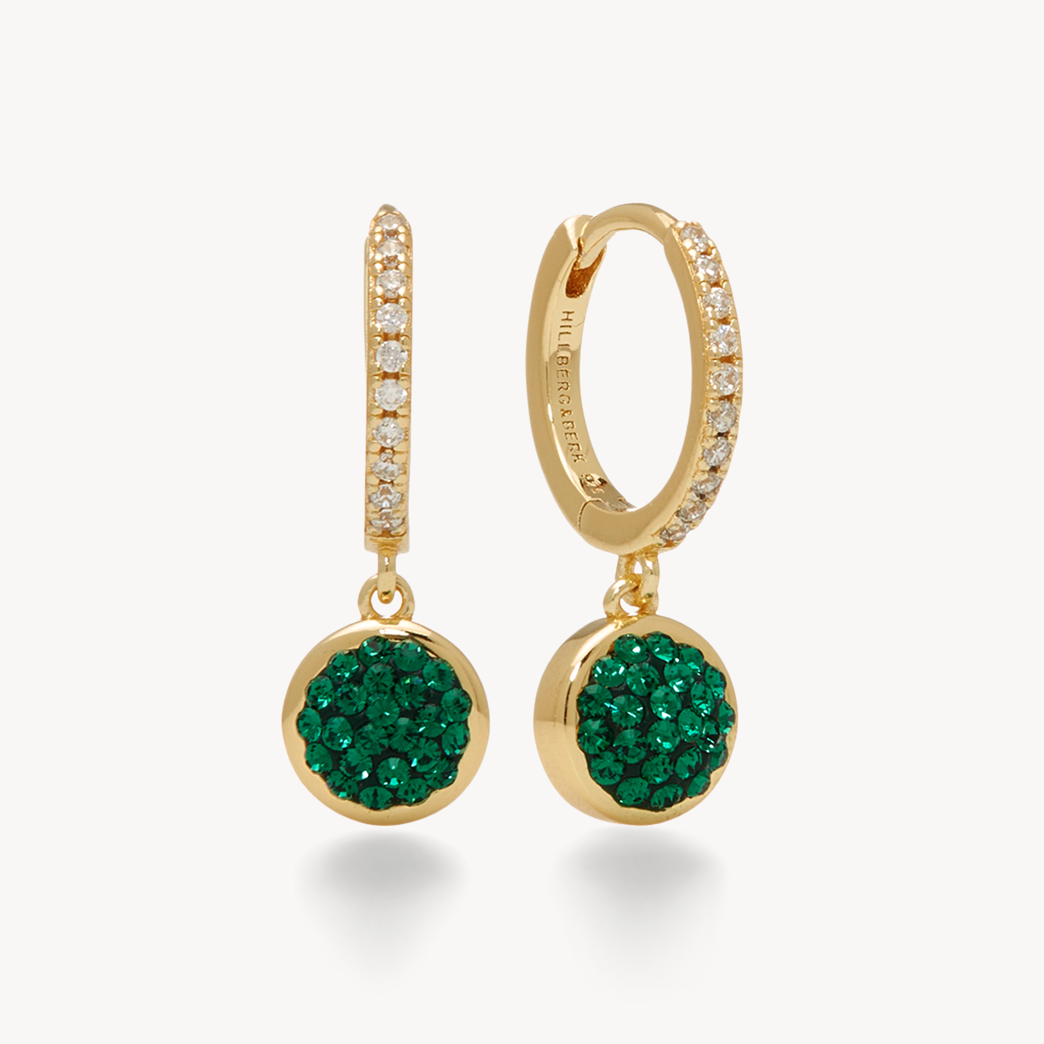 Holiday Sparkle Bezel Hoop Earrings Emerald