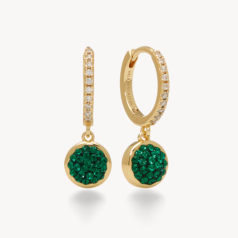 Holiday Sparkle Bezel Hoop Earrings Emerald