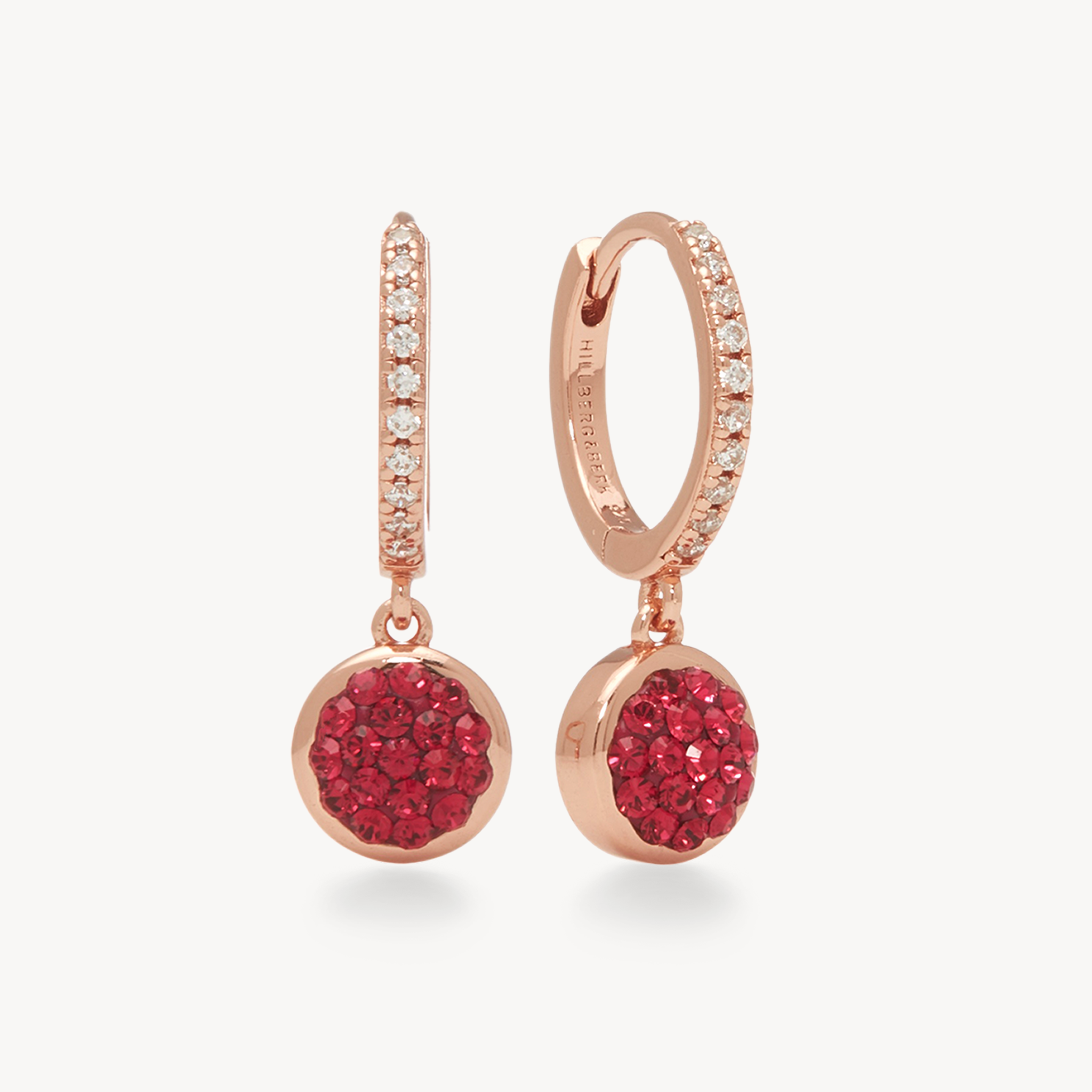 Holiday Sparkle Bezel Hoop Earrings Ruby