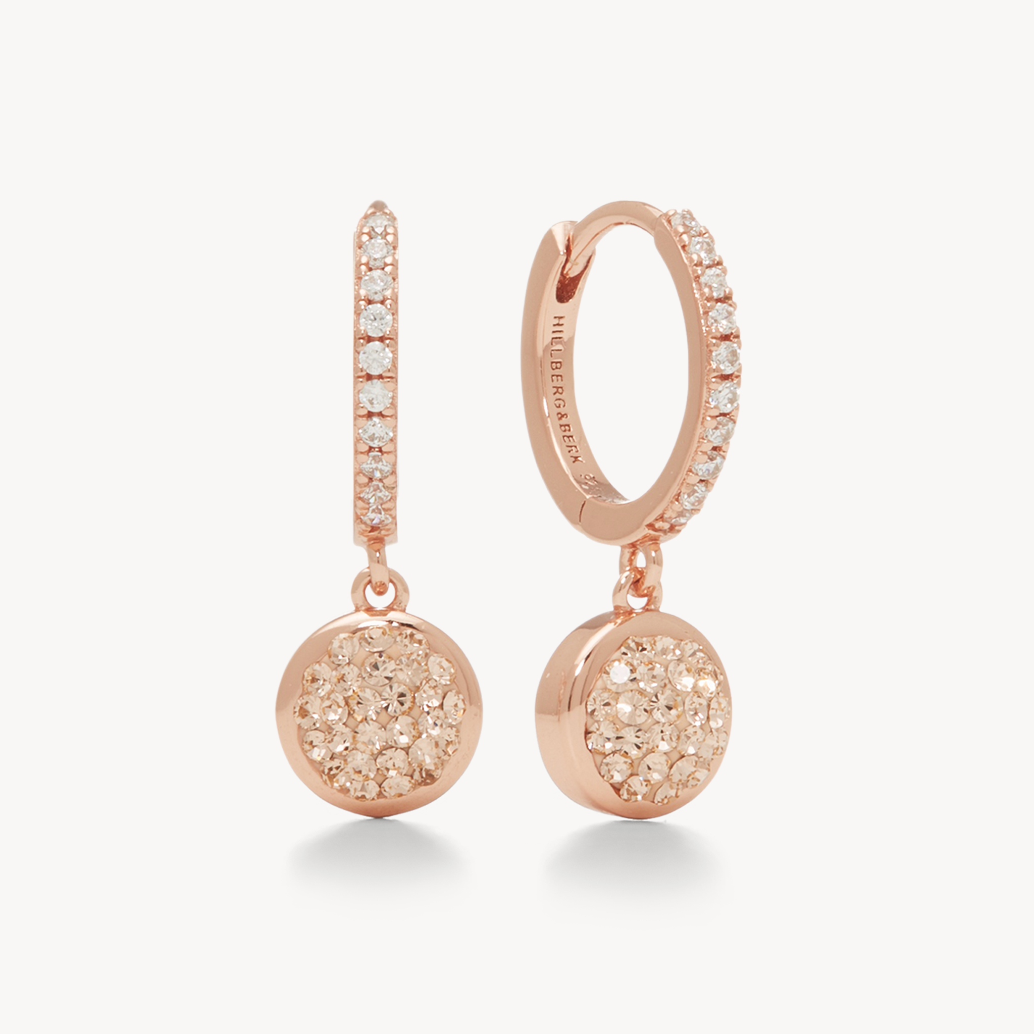 Sparkle Bezel Hoop Earrings Rose Gold