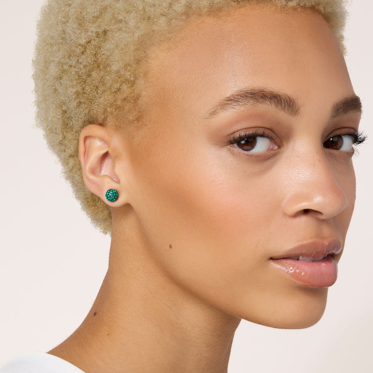 Mistletoe Stud Earrings Set - Green Studs on model
