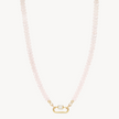 Rose Quartz Charm Necklace with Gold Carabiner