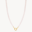 Rose Quartz Charm Necklace with Gold Circle Holder