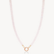 Rose Quartz Charm Necklace with Rose Gold Circle Holder
