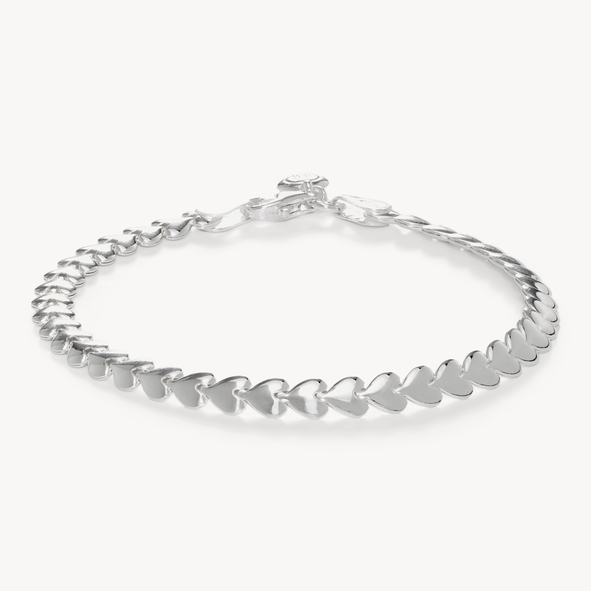 Heart String Chain Bracelet Silver