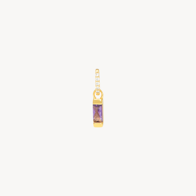 Birthstone Baguette Charm February