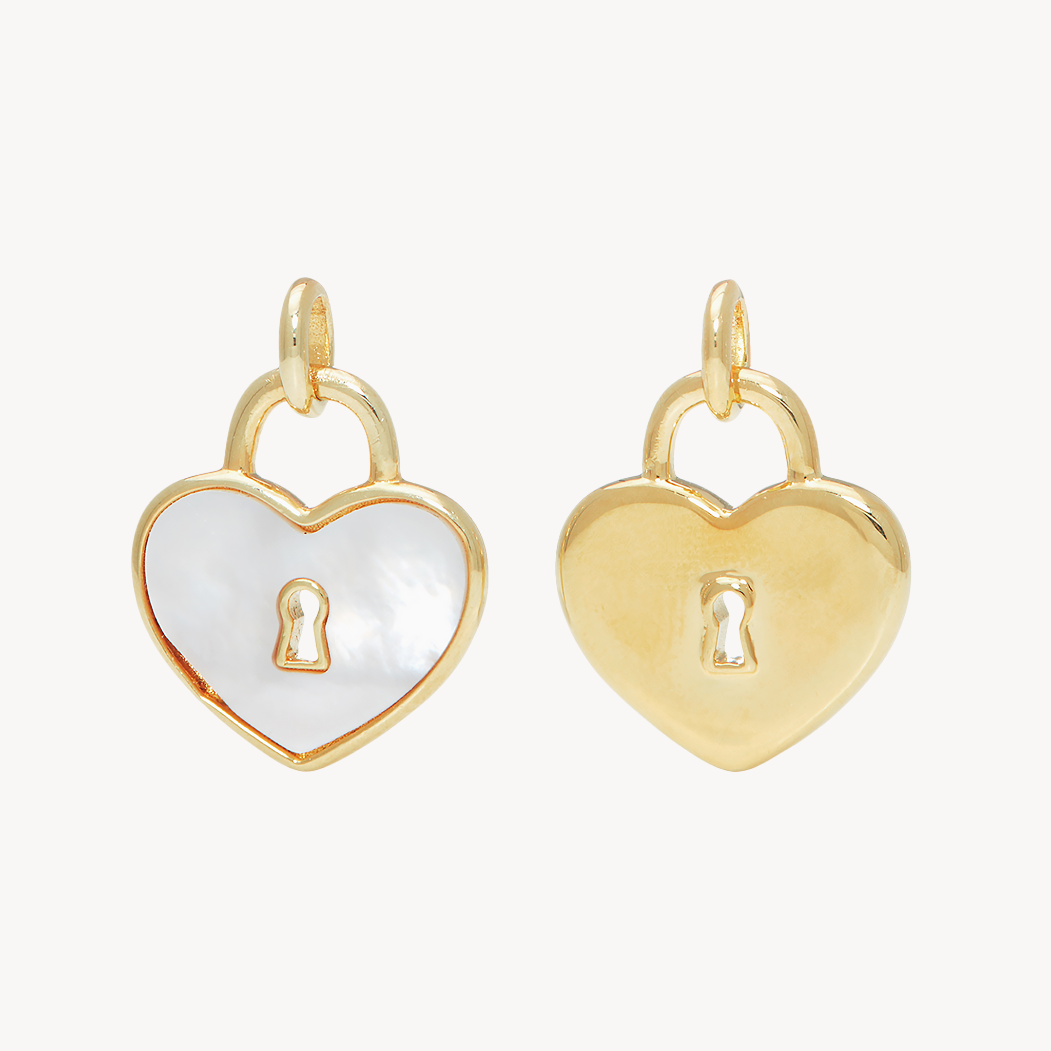 Heart Lock Reversible Charm Gold