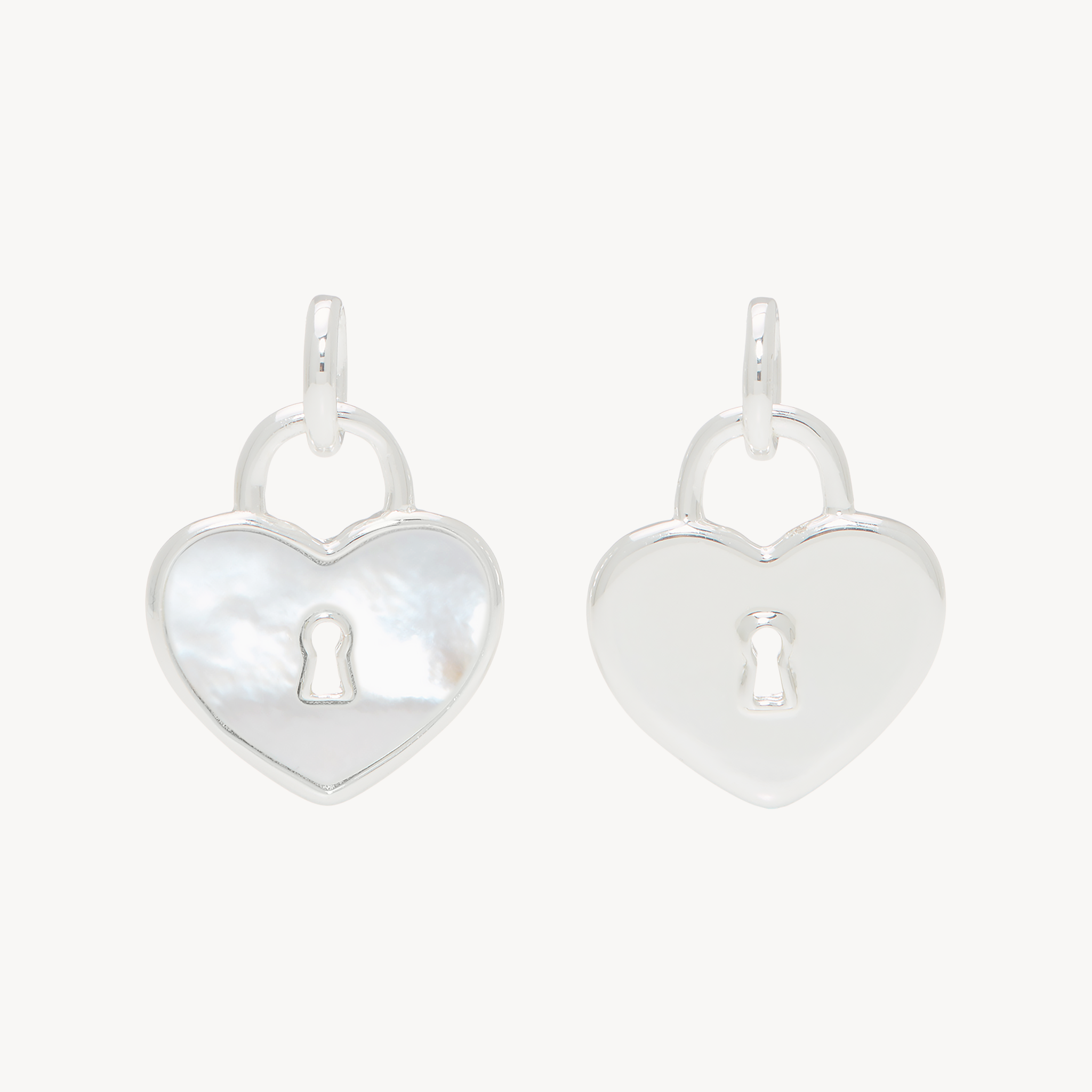 Heart Lock Reversible Charm Silver