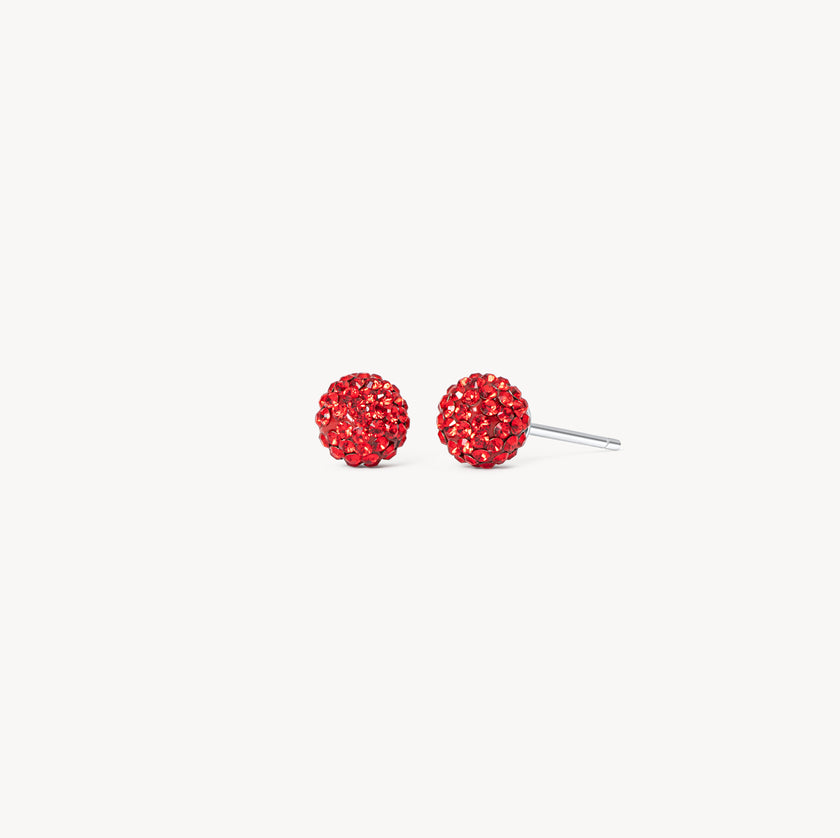 Mini Red Velvet Sparkle Ball™ Stud Earrings