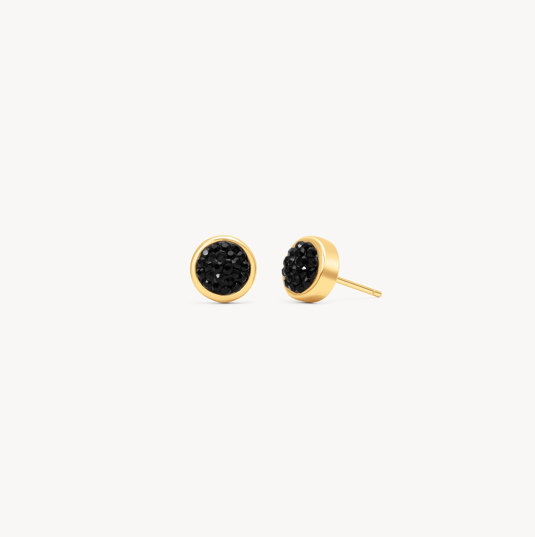 Black Sparkle Bezel Stud Earrings