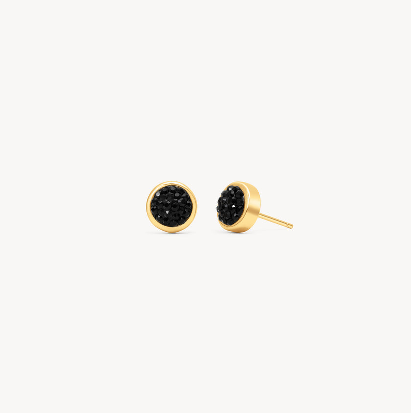 Black Sparkle Bezel Stud Earrings