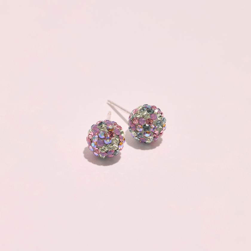 Medium Abalone Sparkle Ball™ Stud Earrings close up