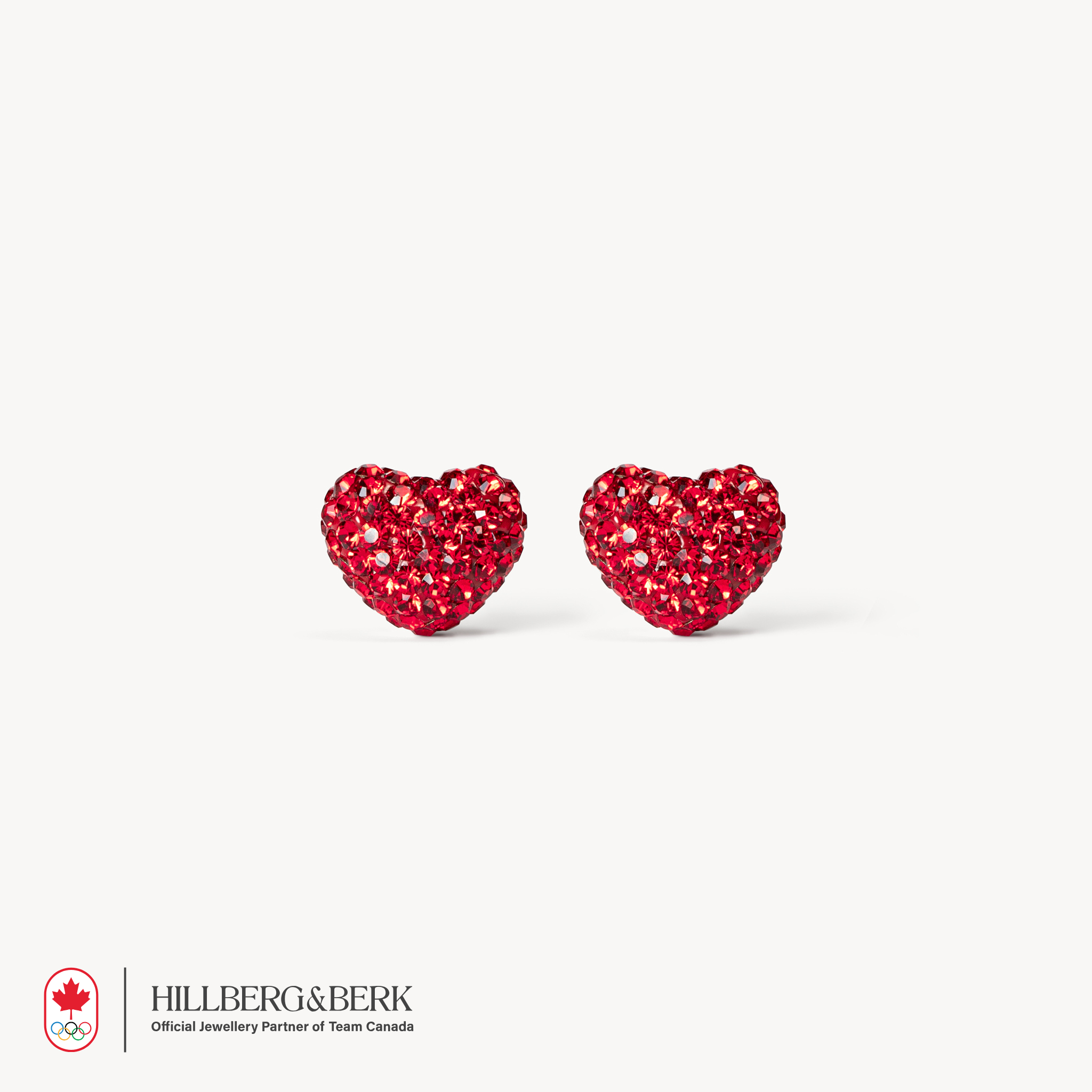 Team Canada Sparkle Heart Stud Earrings