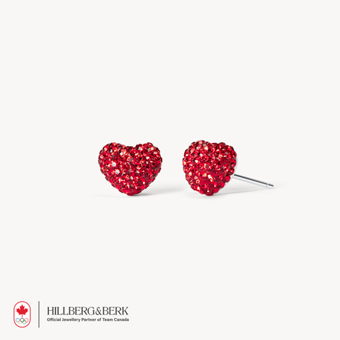Team Canada Sparkle Heart Stud Earrings