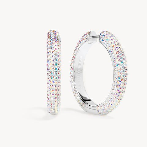 Aurora Borealis Large Sparkle Hoop Earrings