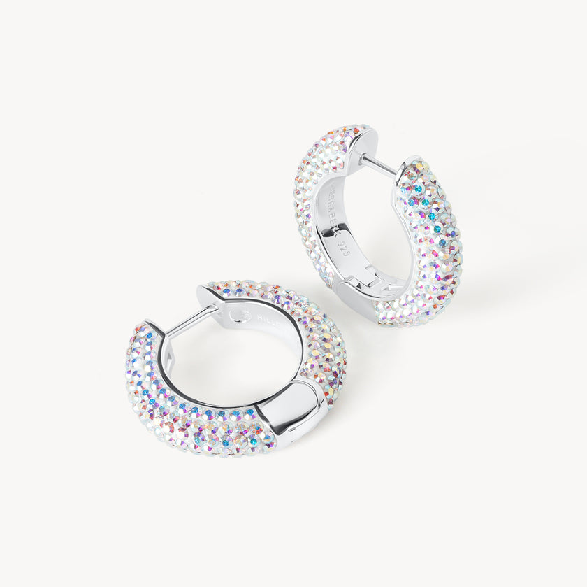 Aurora Borealis Medium Sparkle Hoop Earrings