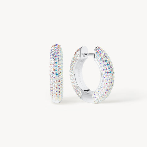 Aurora Borealis Medium Sparkle Hoop Earrings