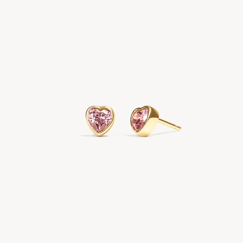 Gold and Light Pink Adore Bezel Stud Earrings