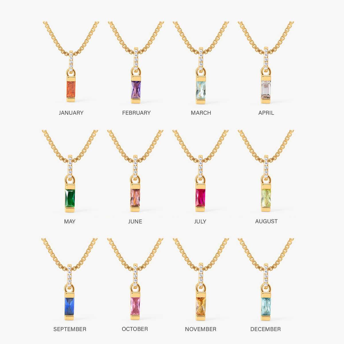 Birthstone Baguette Necklace