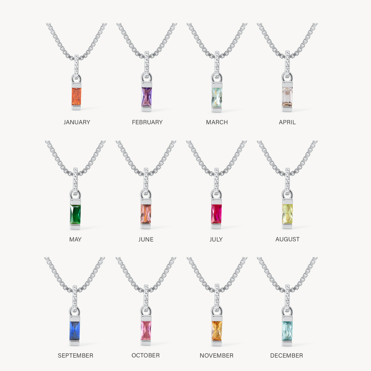 Birthstone Baguette Charm