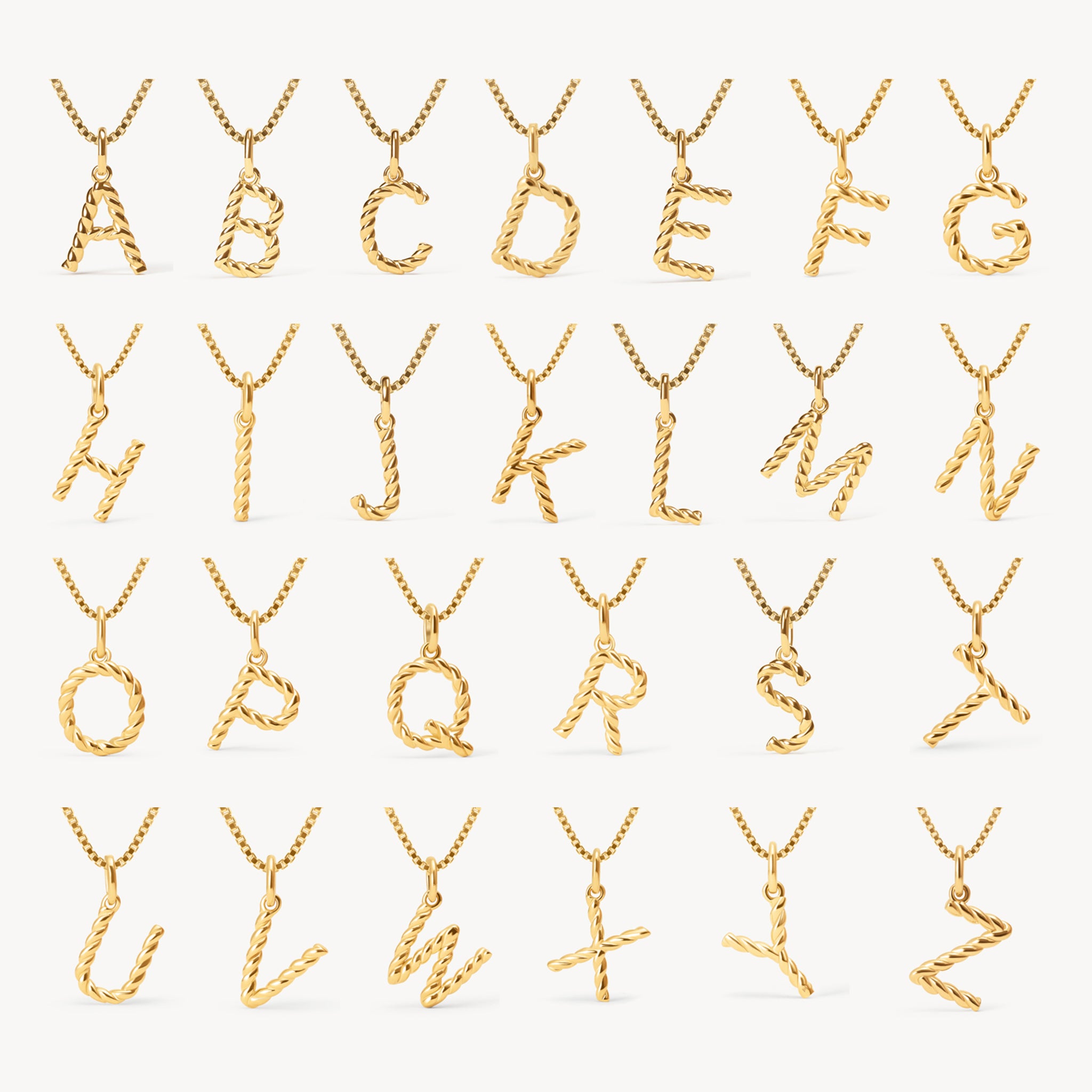 Gold Braided Letter Necklace