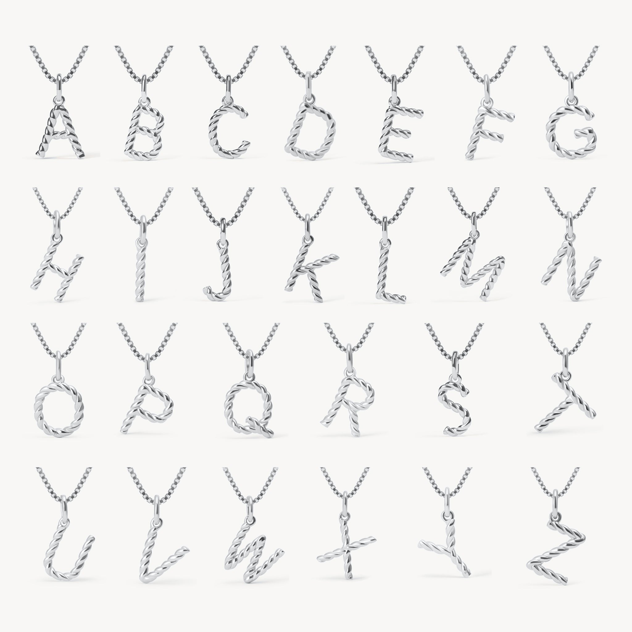 Silver Braided Letter Necklace