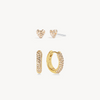 Always On Hoops & Hearts Set Soft Gold