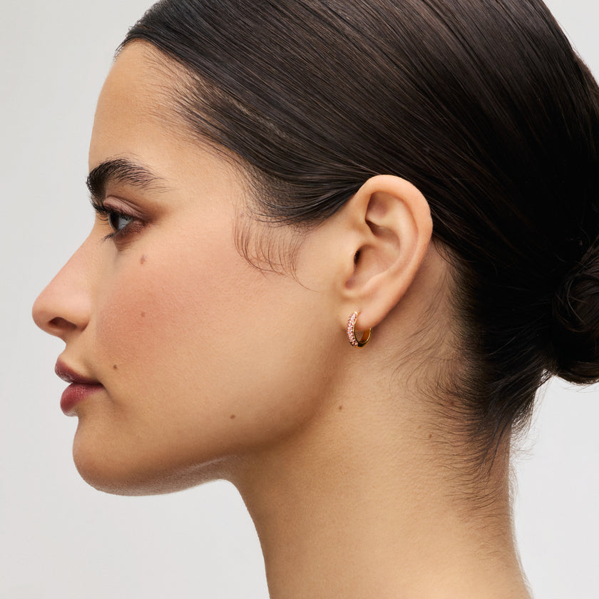 Desert Rose Always On Sparkle Hoop Earrings on model