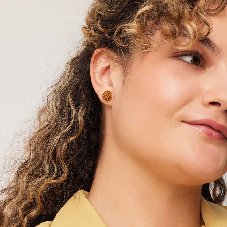 Amber Sparkle Ball™ Stud Earring — Small on model