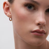 Inside-Out Huggie Hoop Earrings Amethyst on model