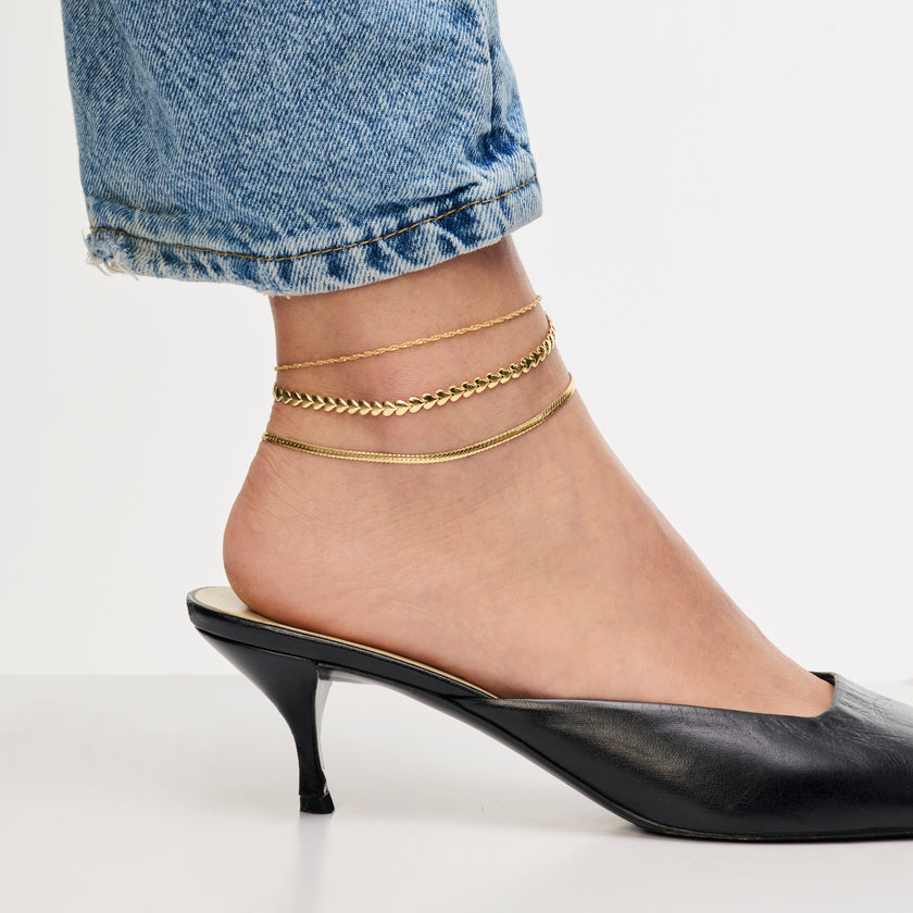 Anklet Bundle in Gold on model