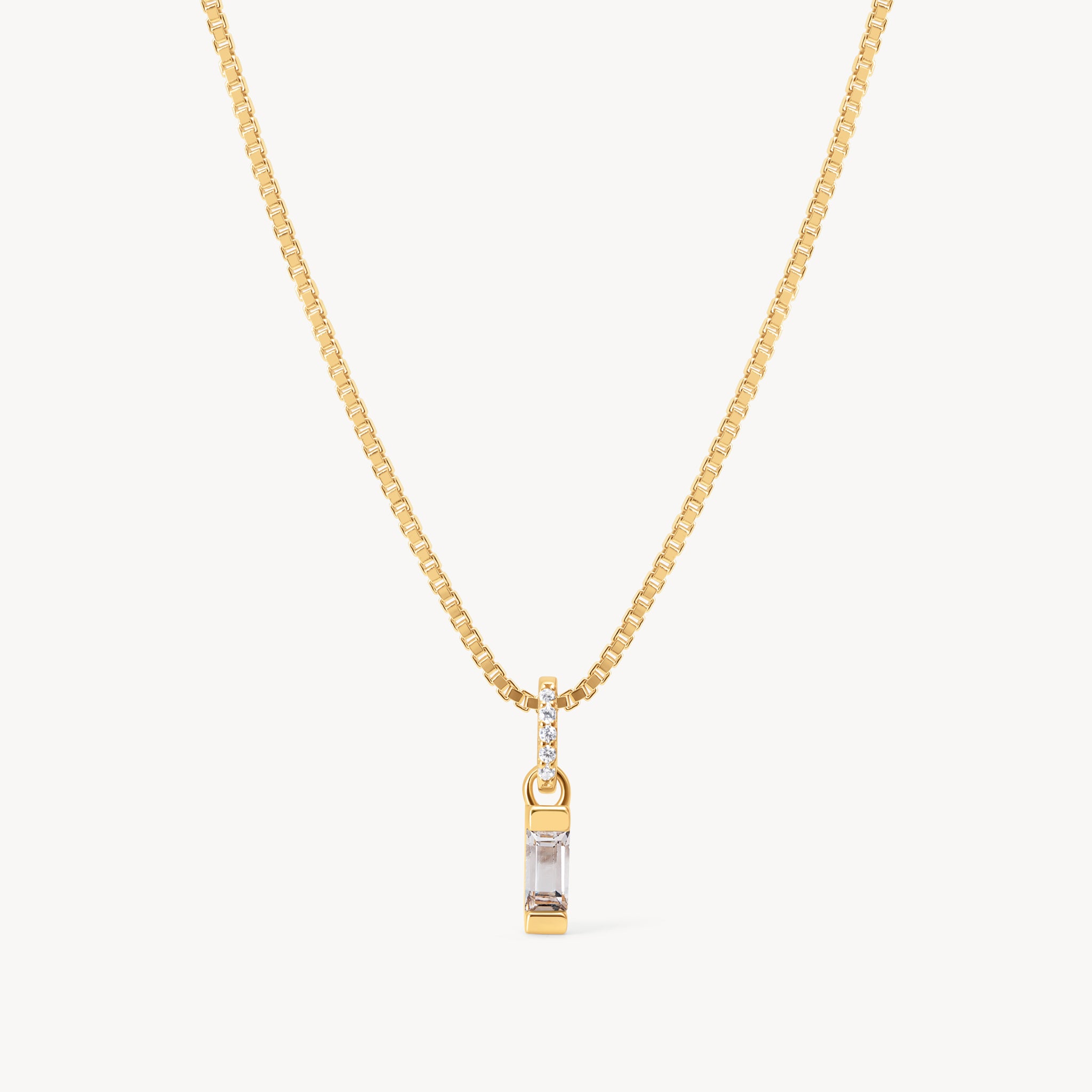 April Gold Birthstone Baguette Necklace