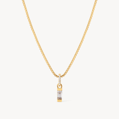 April Gold Birthstone Baguette Necklace