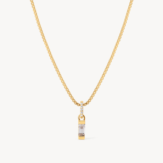 April Gold Birthstone Baguette Necklace